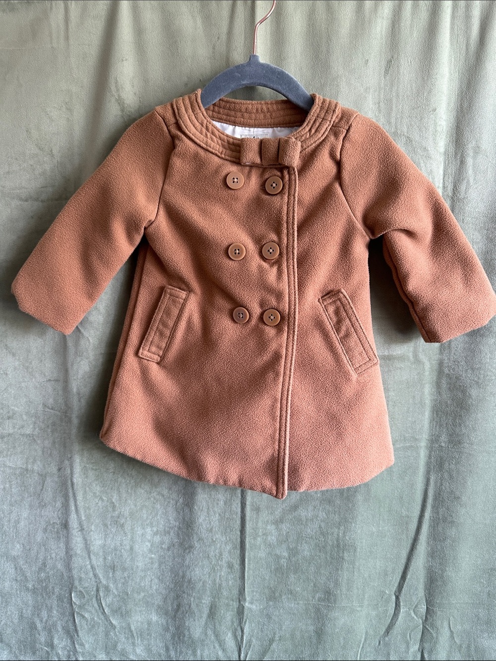 #988 Toddler Girls' Double-Breasted Pea Coat in Rust